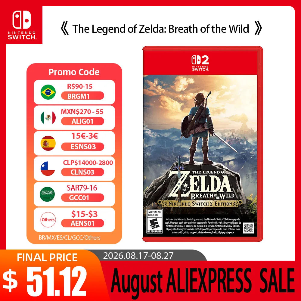 Nintendo Switch 2 Game Deals - The Legend of Zelda: Breath of the Wild -  Games Adventure Action and RPG Genre Switch 2 Edition