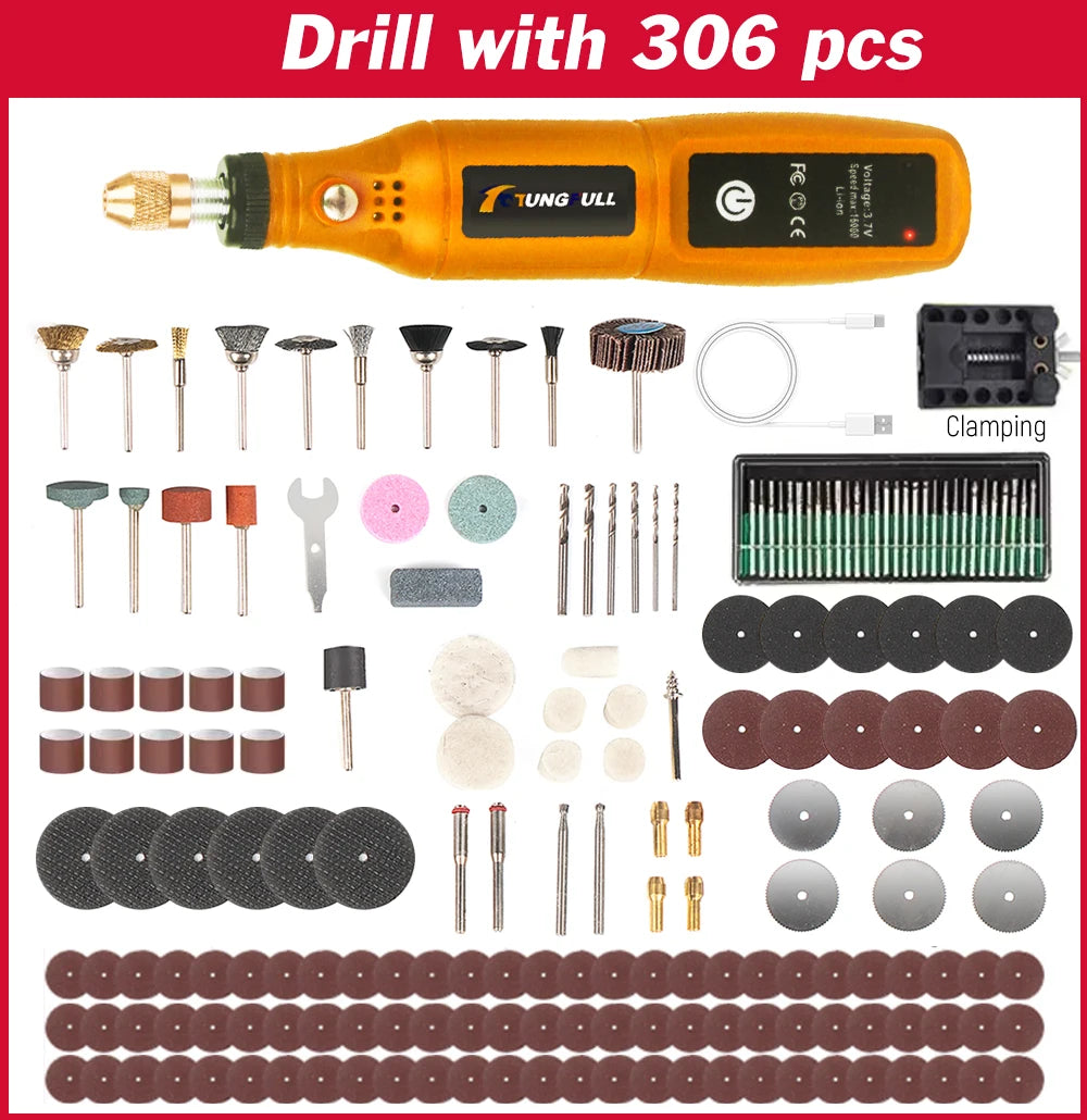 Mini Wireless Drill Rechargeable Polishing Machine DIY Mini Rotary Tool USB Engraving Tool Dremel Tool Modeling Mini Drill