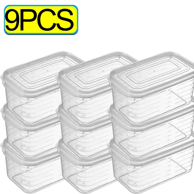 12/1PCS Refrigerator Storage Boxes Kitchen Food Fresh Organizer with Lid Clear Cold Storage Crisper Fruit Spice Food Container