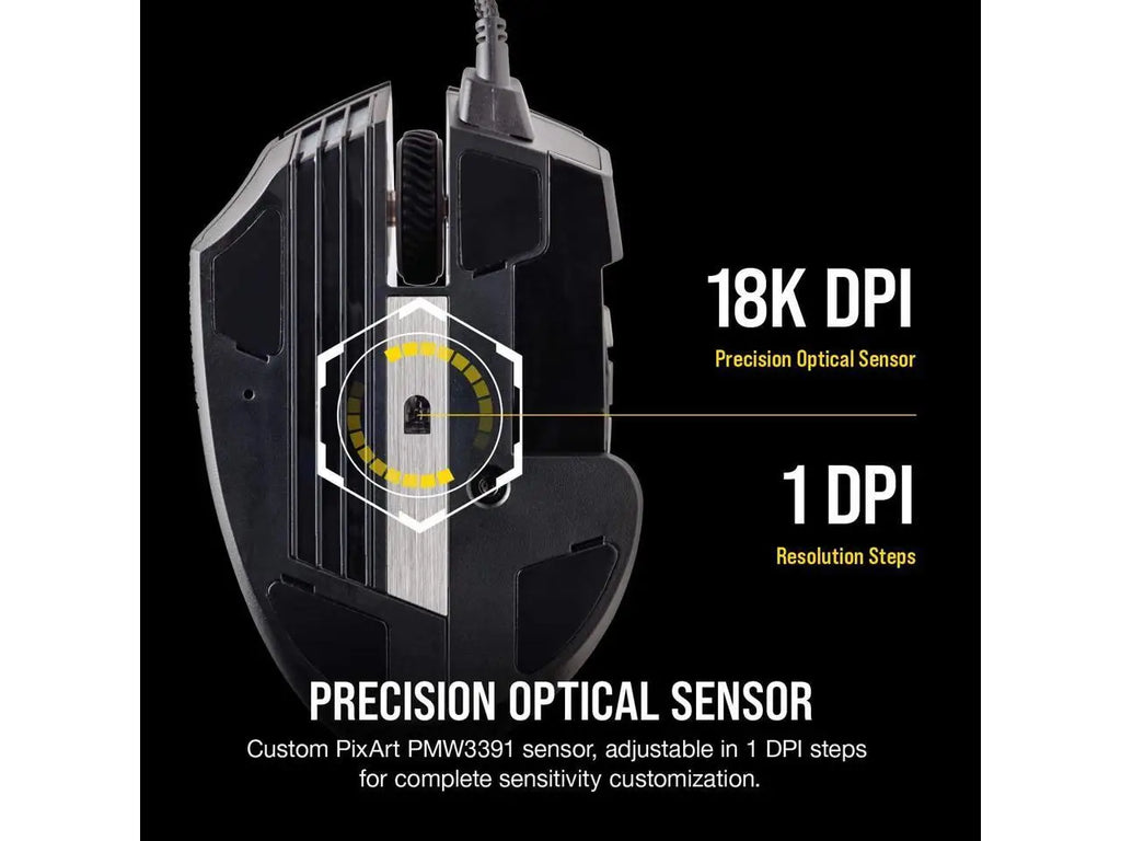 Corsair SCIMITAR RGB ELITE CH-9304211-NA Black Wired Optical MOBA/MMO Gaming Mouse, Backlit RGB LED