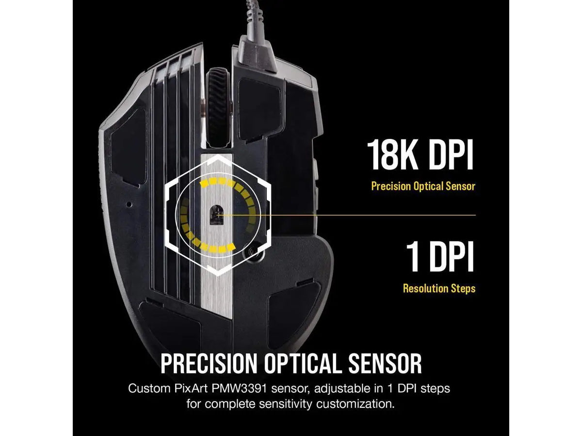 Corsair SCIMITAR RGB ELITE CH-9304211-NA Black Wired Optical MOBA/MMO Gaming Mouse, Backlit RGB LED