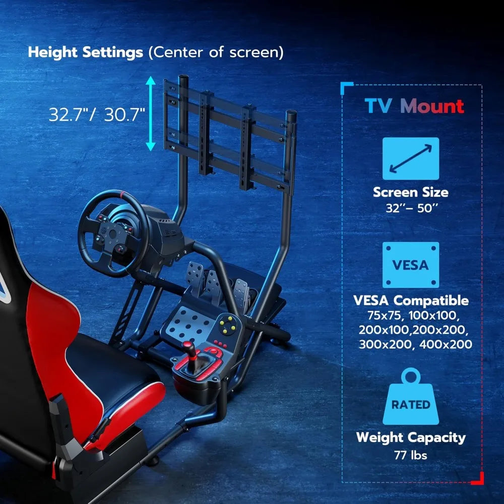 Racing Simulator Cockpit with Monitor Mount Seat Formula GT Sim Racing Frame for PS5 PS4 Xbox PC Gaming