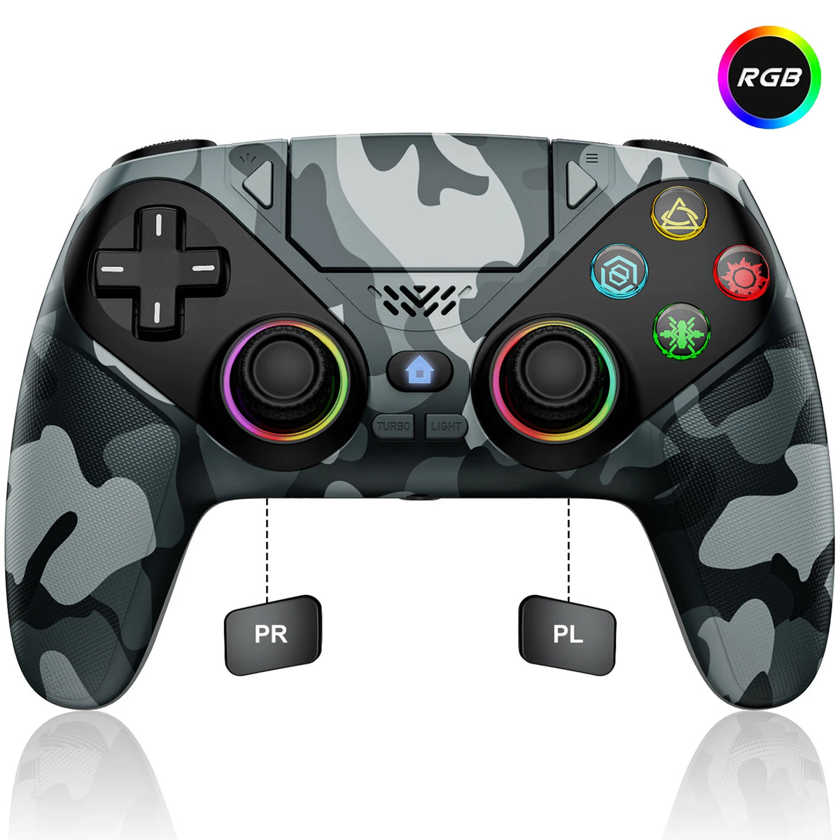 Controller for Playstation 5/PS5/PS5 Pro/Slim/PC,Wireless Gamepads RGB Joystick Turbo/Marco Program Dual Vibrate Game Controle