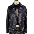 Women's Y2K Goth Black PU Leather Jacket Gothic Boho Emo Clothing with Skull Chain Punk Rock Grunge Rave Festival Coat for Teens
