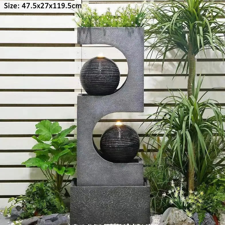 European Light Luxury Floor Water Fountain Modern Circulating Water Feature Entrance Lucky Decor Humidifier Indoor Ornament