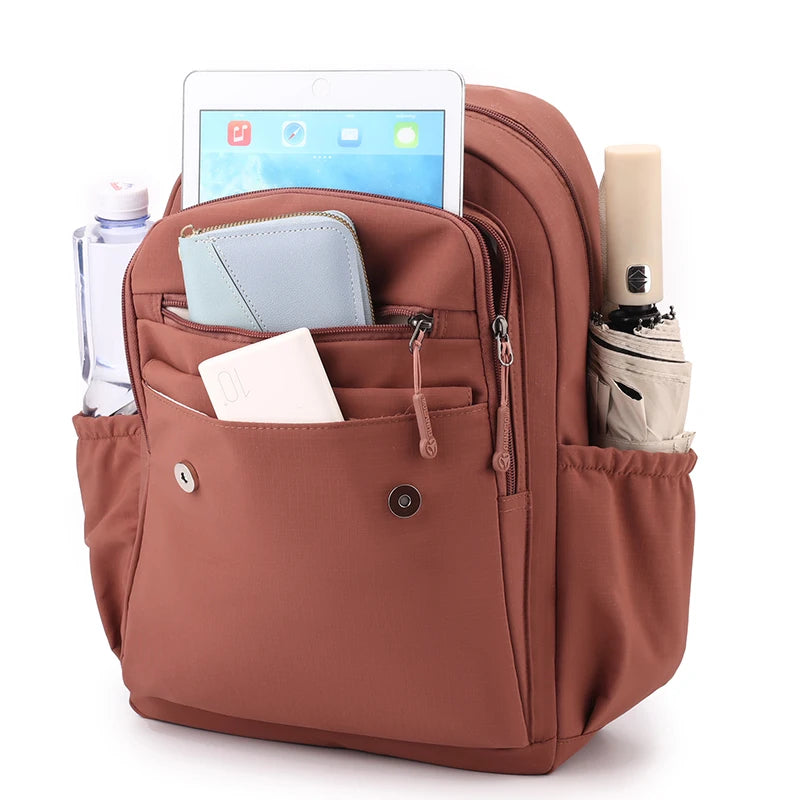 Waterproof Nylon Daypack Women Laptop Backpacks Multipocket Schoolbag for Teenage Girls Large Capacity Outdoor Travel Rucksack