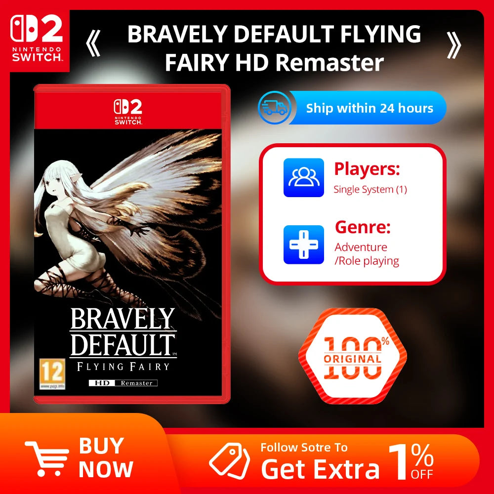 Nintendo Switch 2 Game  - BRAVELY DEFAULT FLYING FAIRY HD Remaster-  Nintendo Physical Game Card for Switch 2