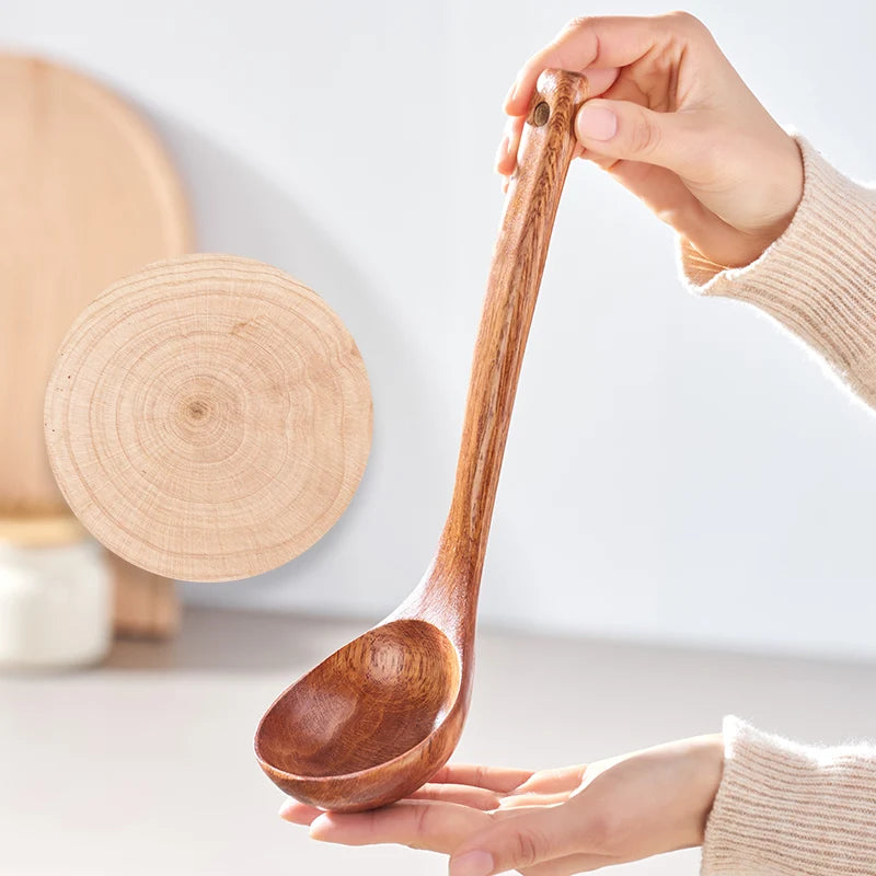 Natural Wood Tableware Spoon Utensils for Nonstick Cookware Handmade Cooking Spoons Dinnerware Sets Tableware Kitchen Tool