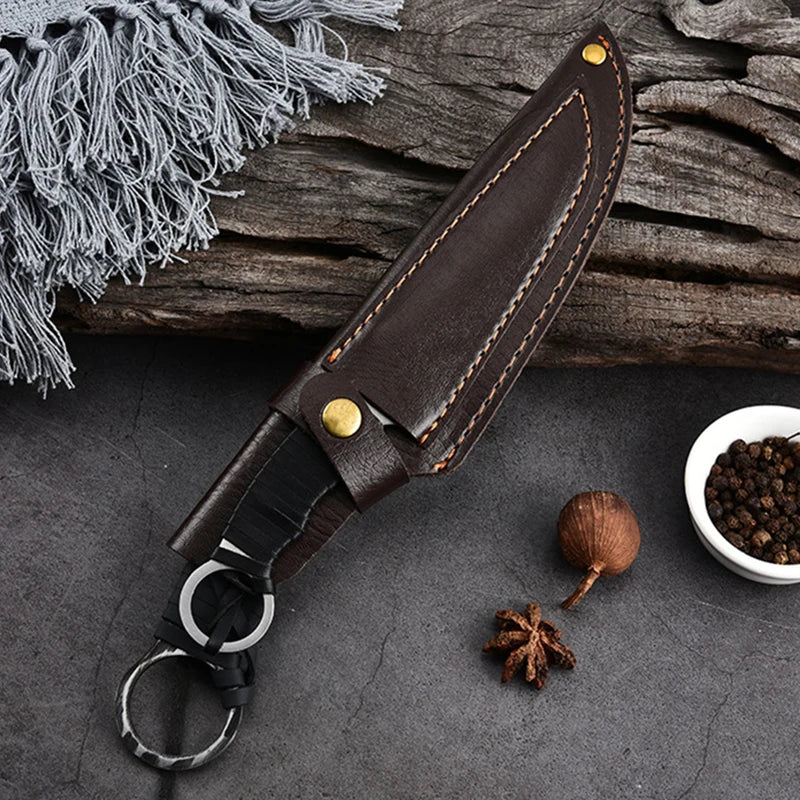 Forged 2pcs/set Boning Knife Kitchen Meat Cleaver Chef Knife Butcher Knife Barbecue Fishing Cutting Tools with Sheath