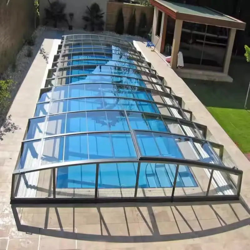 Any Size Custom Luxury Premium Folding Retractable Pool Cover Windproof Rainproof Outdoor For Home Villa Resort And Sunroom