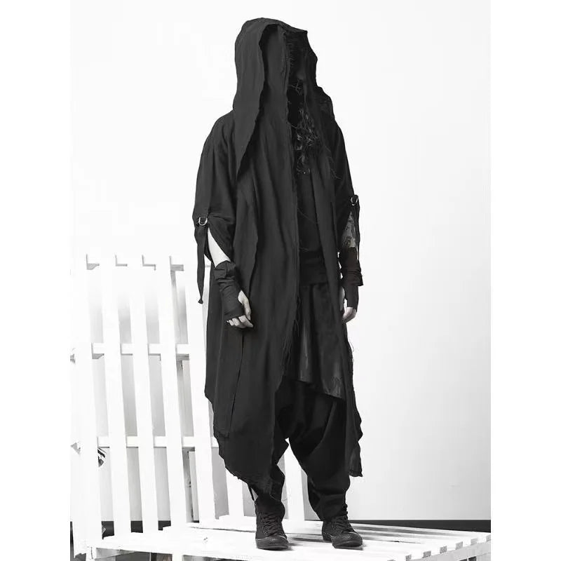 ARENS Techwear Goth Coat Men's Windbreaker Gothic Hip Hop Harajuku Dark Wear Long Cardigan Men Black Japanese Streetwear