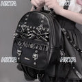 Dark Y2K Punk Autumn New Lolita Riveted Pleated Bow Backpacks Ladies Subculture Goth High Street Personality Bag Black Bag Women