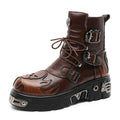 Punk Gothic Style Motorcycle Boots Men Classic Retro Metal Rock Western Boots Outdoor Male Workwear Platform Ankle Boots