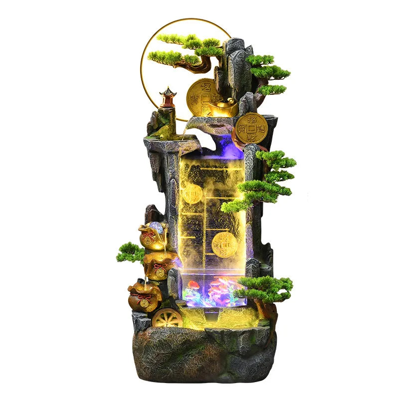 HYS rockery fish tank fountain flowing water ornament living room entrance TV cabinet lucky landscape office floor feng shui