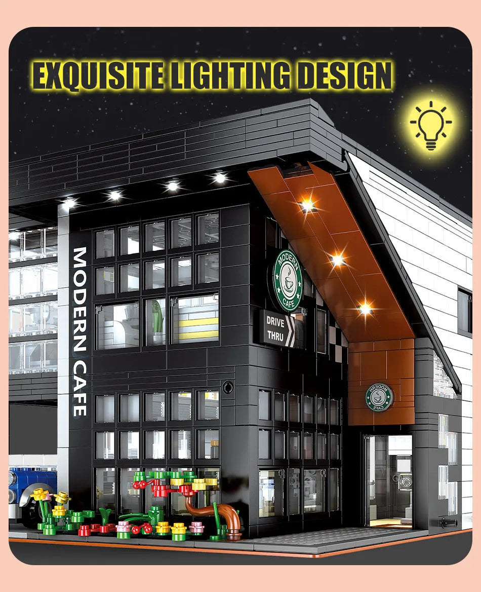 2926PCS City Street View Building Blocks Modular Architecture Model MOC-45635 Modern Cafe Adults Toys for Boys Kids Gifts 86005