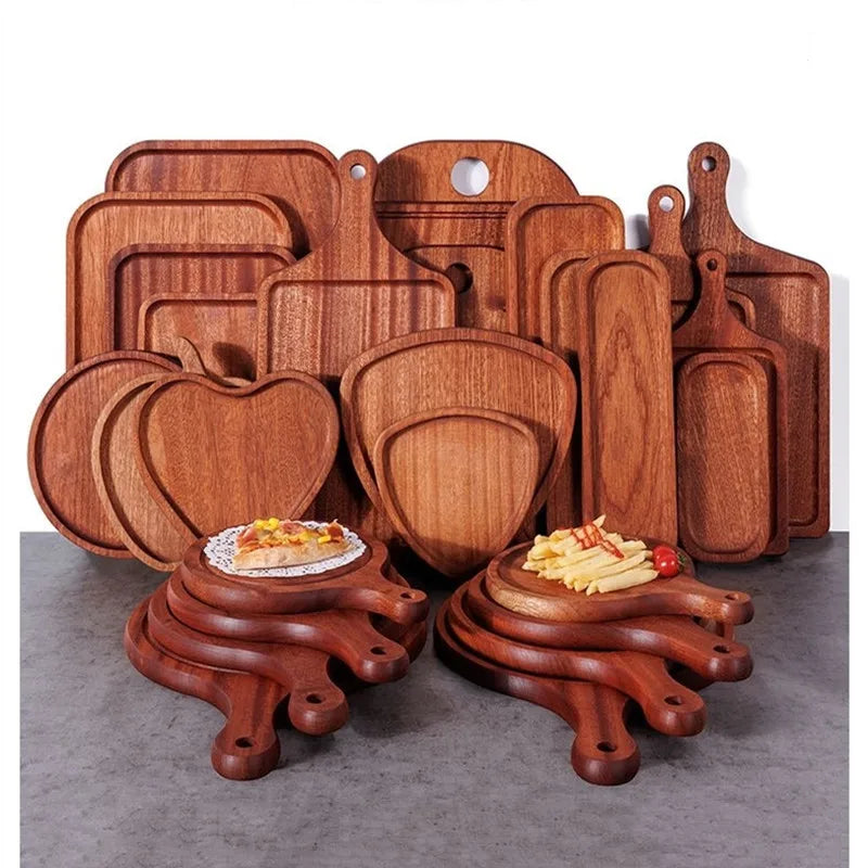 High-quality Solid Wood Trays Home Sandalwood Pizza Plates Japanese Sushi Trays Wooden Fruit and Steak Plates Kitchen Tableware