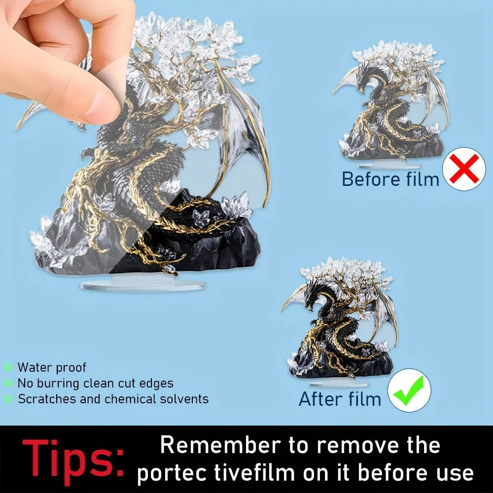 1pc Nordic Art Style Dragon Acrylic Sculpture with Base for Home Bedroom Decor, Multifunctional Room Decoration