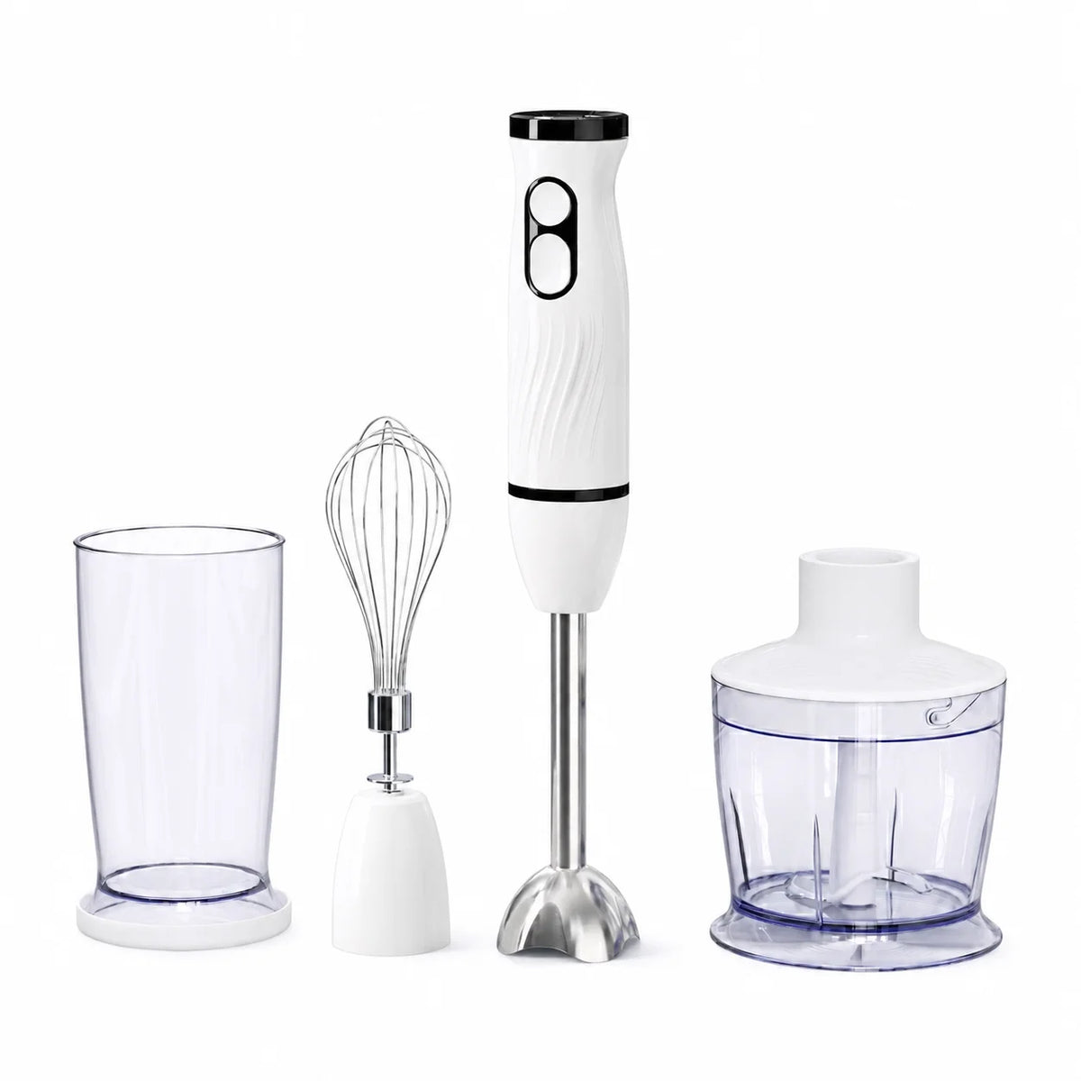 MONSGA By erabros Electric Hand Immersion Blender Mixer, 4 in 1 Hand Mixer Detachable Stick Blender Multifunctional Egg Whisk Milk Frother with 2 Mixing Speed, Includes Vegetable Chopper Meat Grinder Juice Whisk Cup