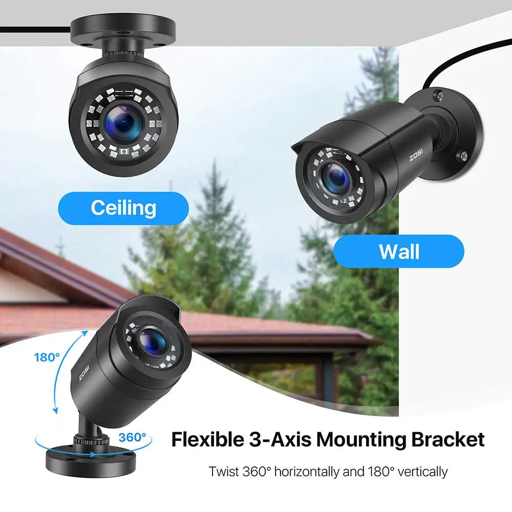 ZOSI 4pcs/lot 1080p HD-TVI CCTV Security Camera ,80ft Night Vision ,Outdoor Whetherproof Surveillance Camera Kit