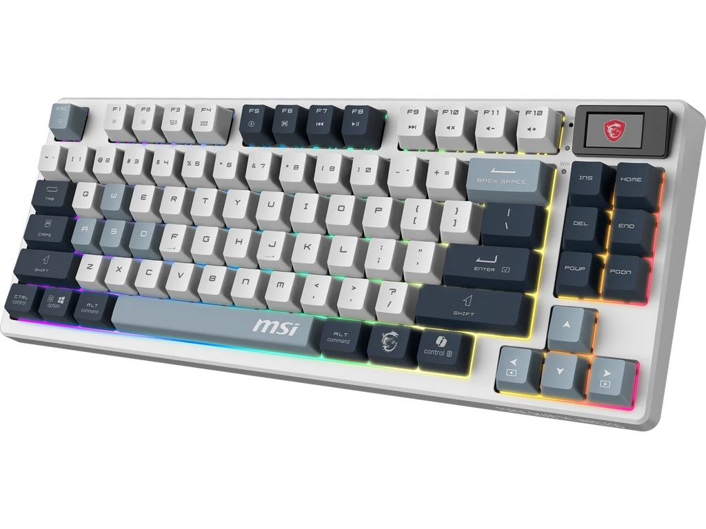 MSI Forge GK600 TKL Wireless Gaming Keyboard - Mechanical Linear Switches, Dye-Sublimated PBT Keycaps, Anti-Slip Base, RGB, USB 2.0, Bluetooth, 2.4 GHz - White