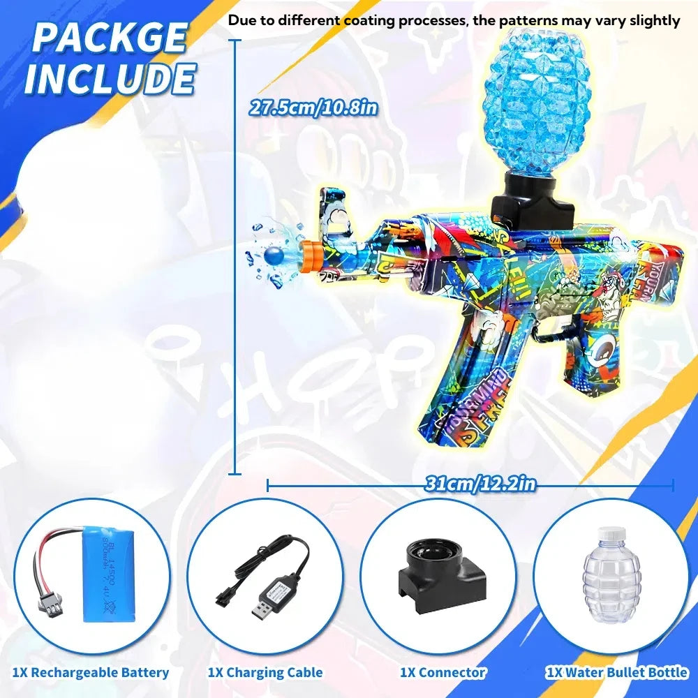 Electric Blaster Gel Ball Blaster Pistol Gun Toy, Automatic Splatter Gun with Glasses, Outdoor Activities (Without Water Beads)