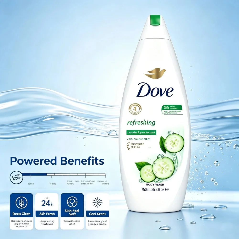 Dove Nourishing Secret Shower Gel ideal for dry skin gently cleanses and delivers 24-hour moisturizing to prevent skin dryness
