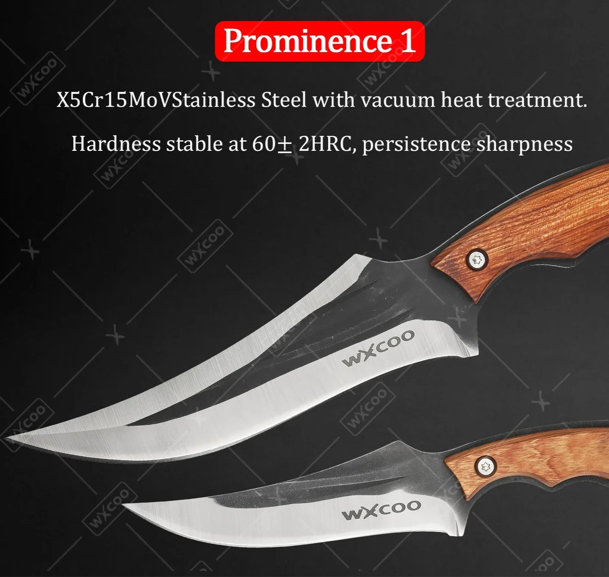 WXCOO Stainless Steel Forged Butcher Knife Wooden Handle Kitchen Meat Cleaver Multifunctional Fruit Knife Boning Knife