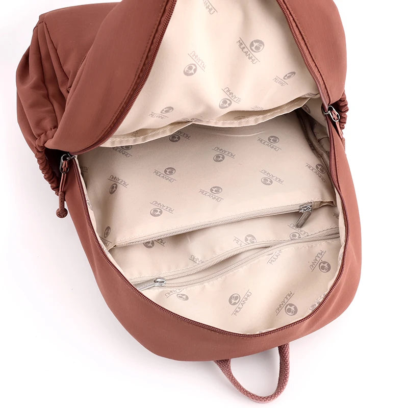 Waterproof Nylon Daypack Women Laptop Backpacks Multipocket Schoolbag for Teenage Girls Large Capacity Outdoor Travel Rucksack