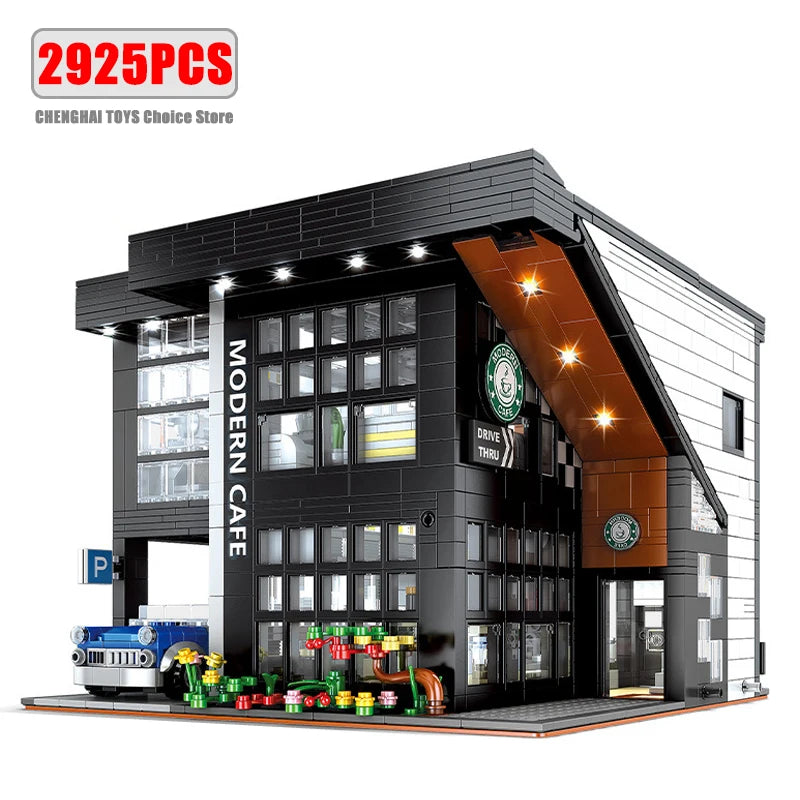 2926PCS City Street View Building Blocks Modular Architecture Model MOC-45635 Modern Cafe Adults Toys for Boys Kids Gifts 86005