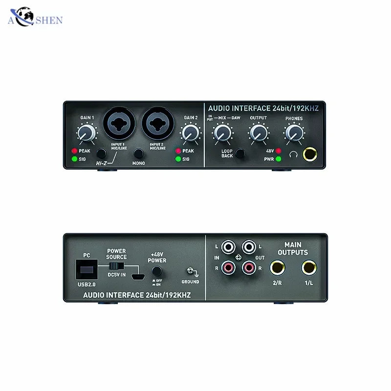 Audio interface recording studio usb external sound card recording guitar 2 channel interface audio аудиоинтерфейс