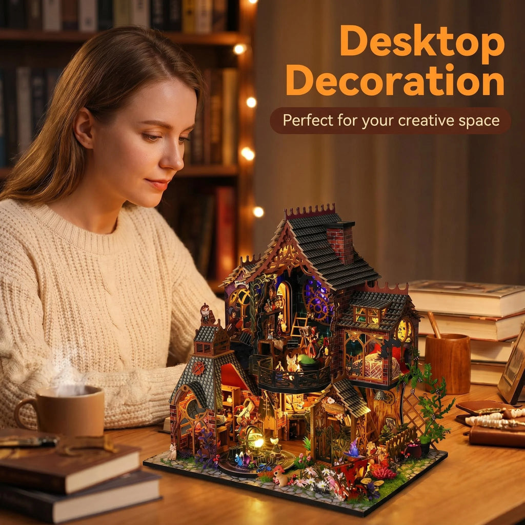 DIY Wooden Dollhouse Kit with Miniature Furniture Handmade Home Model Assembly Toy for Birthday Gifts