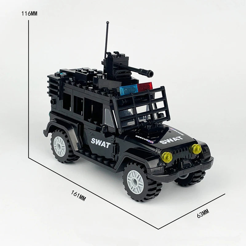 Militarys Riot Truck Helicopter Camouflage Commando Wranglers Car Off Roader Building Blocks Classic Model Sets Bricks Kids Kits