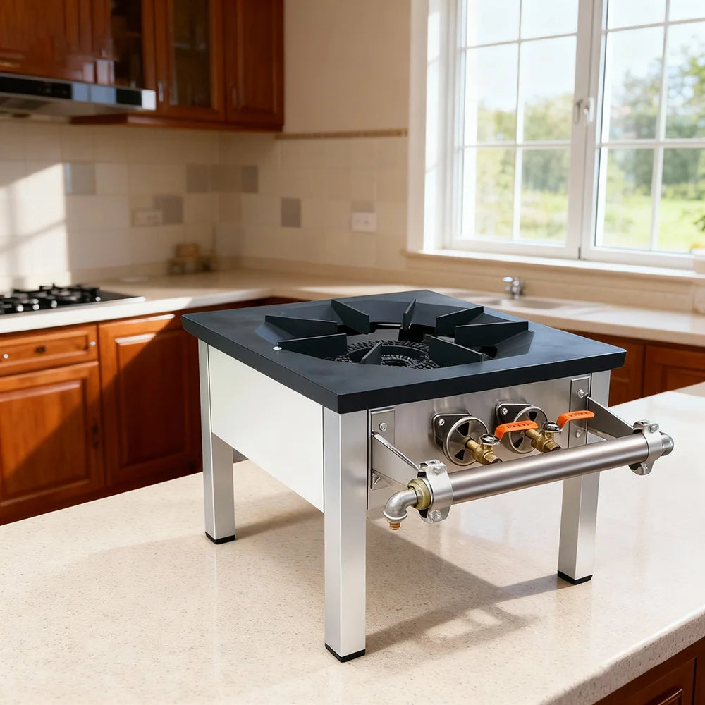 Kitchen Cooktop Stove Energy-Saving Gas Stove Commercial Household Single Gas Stove Dual Ring LPG/Natural Gas Short Footed Stove