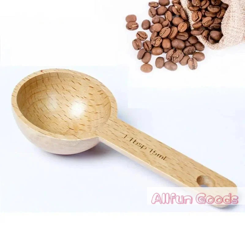 [TG835]1Pcs 7.5 To 45ML Portable Beech Walnut Wooden Measuring Spoon Multipurpose Coffee Tea Sugar Kitchen Gadget