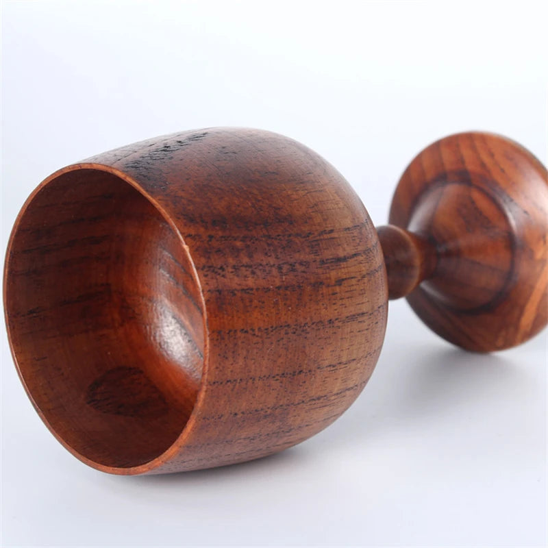 Handmade Natural Spruce Wood Goblet Cup Environmental Classical Wine Glass Round Red Wine Teapcup Solid Wooden Goblets Drinkware