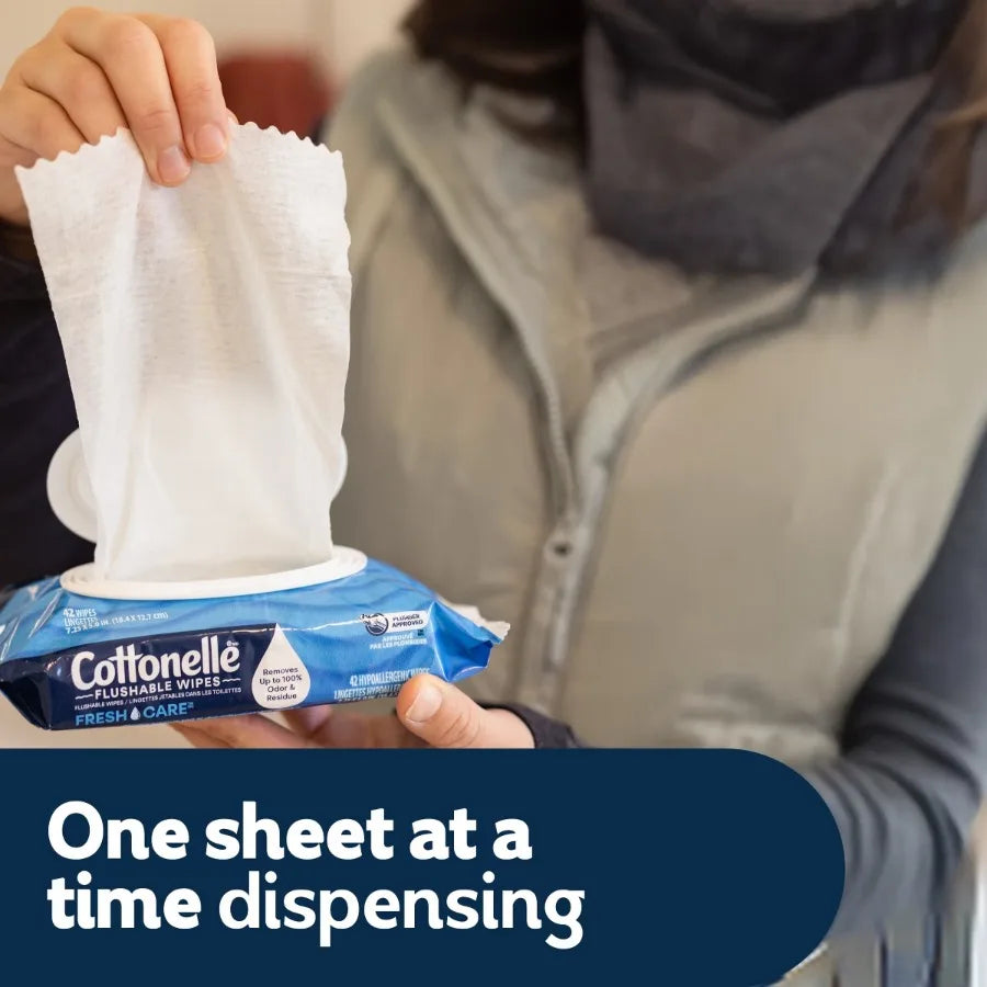 2pk Flushable Wet Wipes, Total 42ct Gentle Disposable Cleansing Wipes for Bathroom Personal Care
