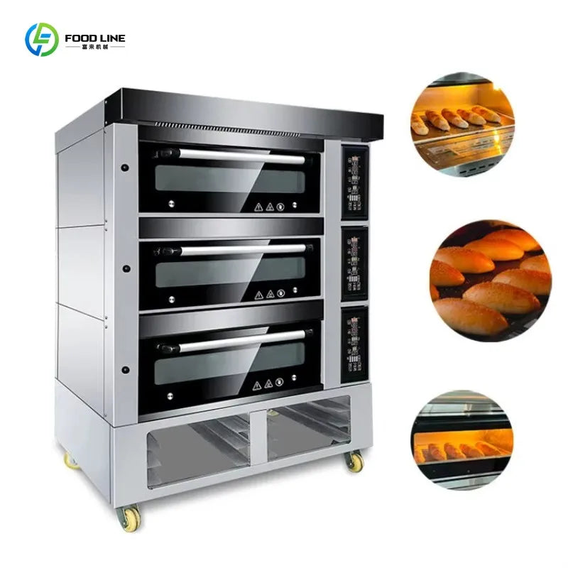 Customized Commercial Industrial Roaster Oven Manufacturer Electric Gas Single Deck Steam Baking Tray