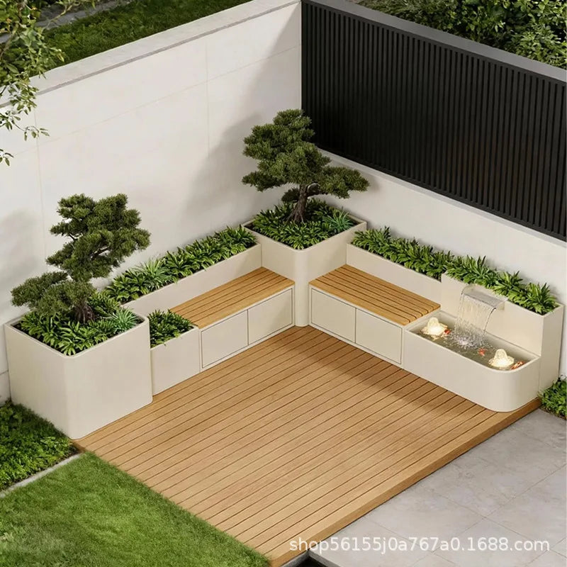 YJQ outdoor flowing water ornament landscape fish pond landscaping courtyard garden curtain wall water feature customization