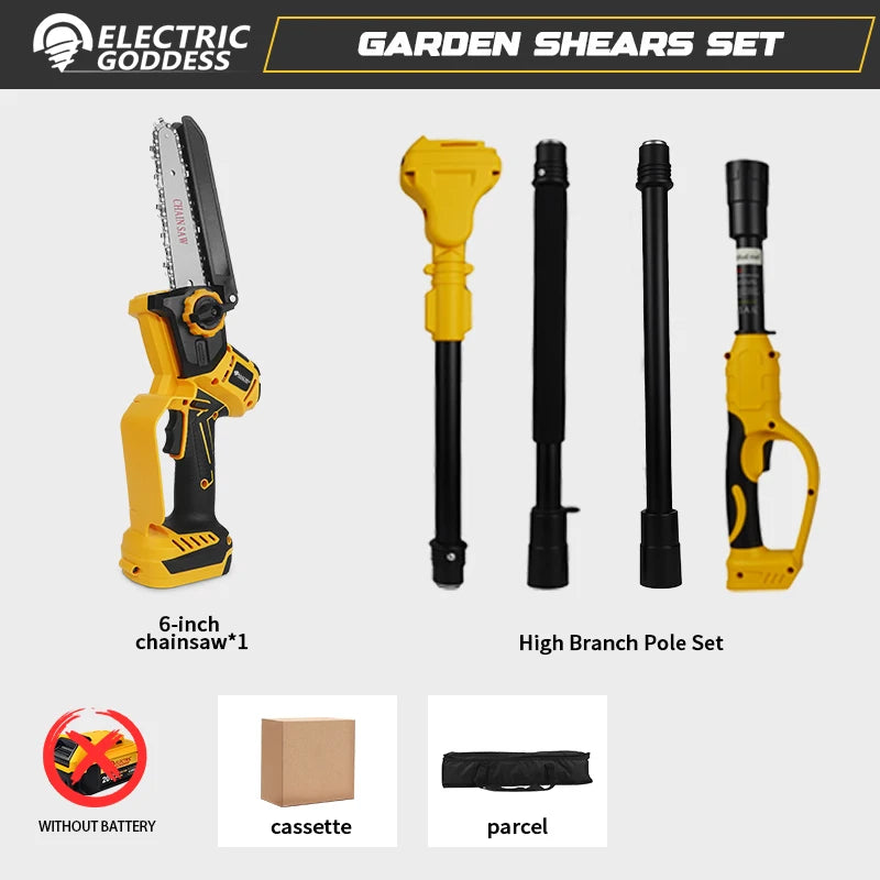 6 Inch Brushless Telescoping Pole Electric Chainsaw High Branch Saw Garden Pruning Power Tool  For Dewalt 20V Battery Pin