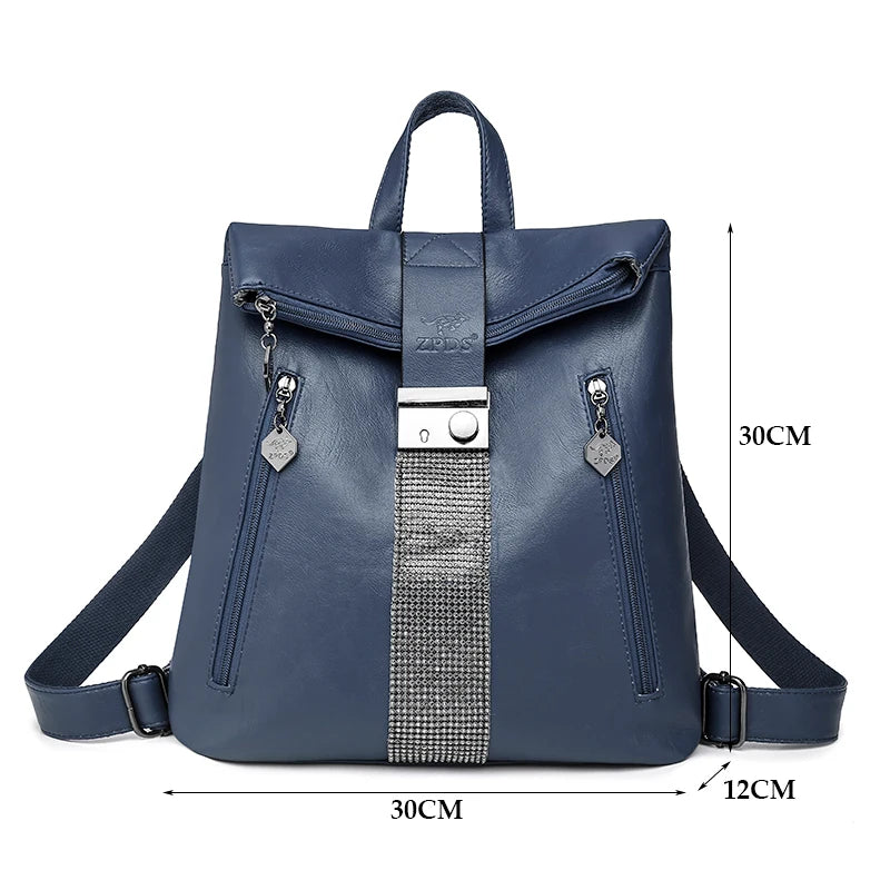 Multifunction Anti Theft Backpack Women Fashion Shoulder Bag Soft Leather Backpacks Female Daypack Ladies Large Capacity Bagpack