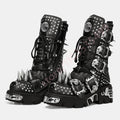 Tank Metal Rivet Rhinestone Rock Motorcycle Boots Round Street Punk Belt Buckle Gothic Boots Fashion Party Sports Casual Boots