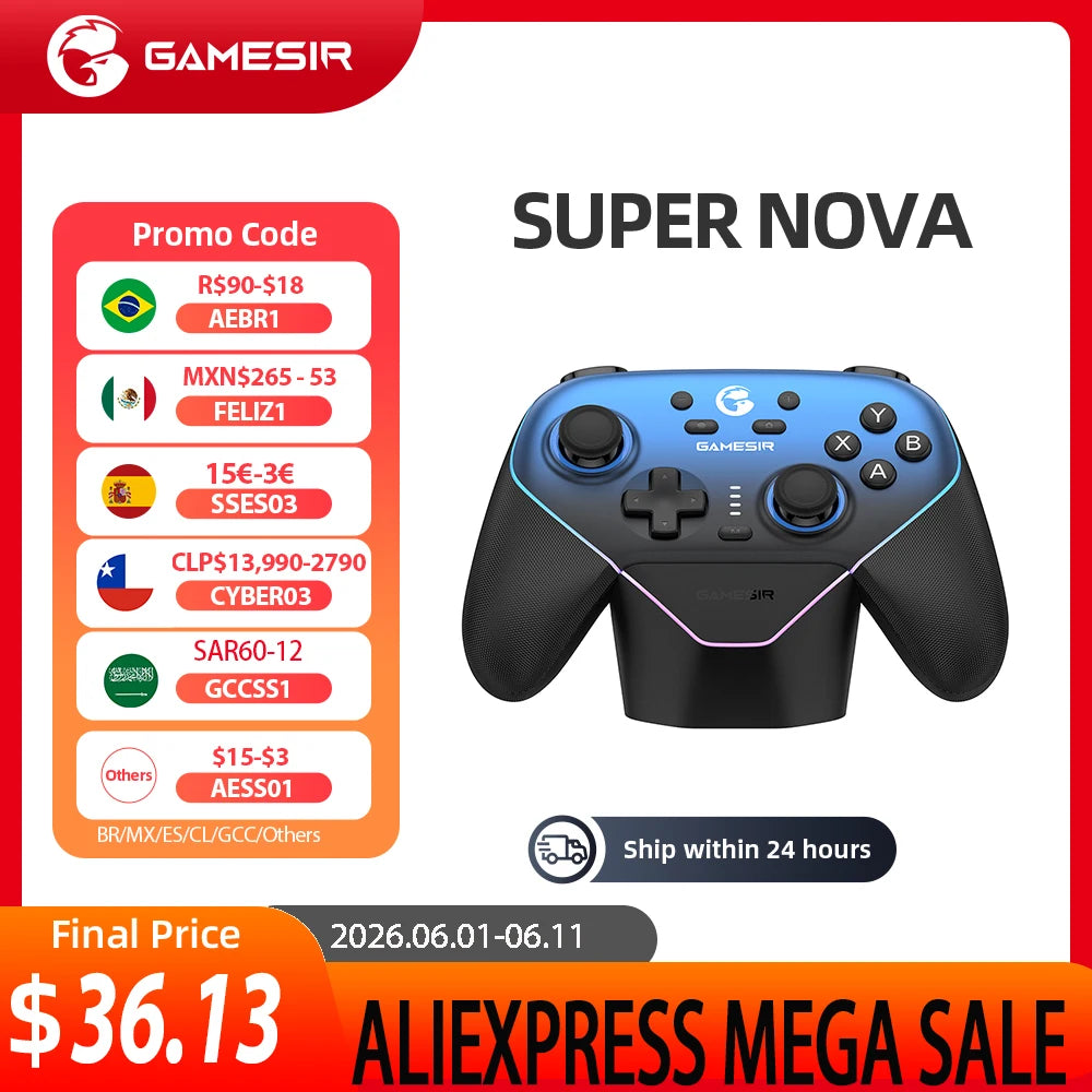Gamesir Super Nova T4N Nova Pro Wireless Controller Bluetooth Gamepad Hall Effect Joysticks for PC Nintendo Switch Android iOS