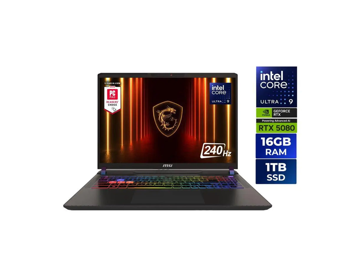 Msi Vector - 16" Qhd+ Lcd Geforce Rtx 5080 Laptop Gpu - Intel Core Ultra 9 275Hx - 16Gb Memory - 1 Tb Ssd - Windows 11 Home Gaming Laptop - 240 Hz (Vector 16 Hx Ai A2Xwig-050Us)