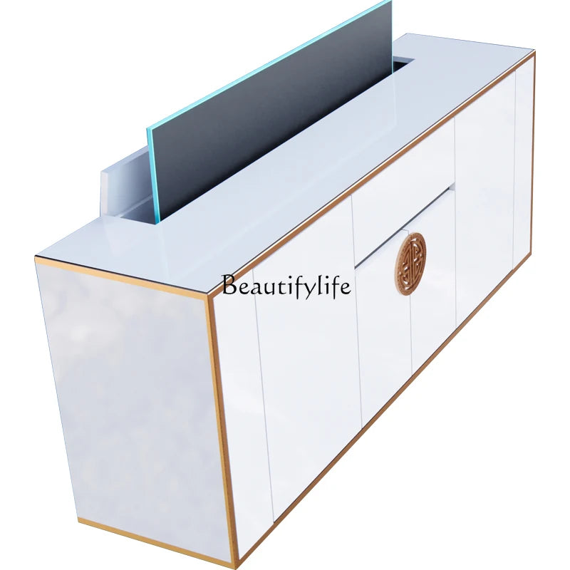 jj *White intelligent lifting TV cabinet remote control automatic hidden TV partition cabinet