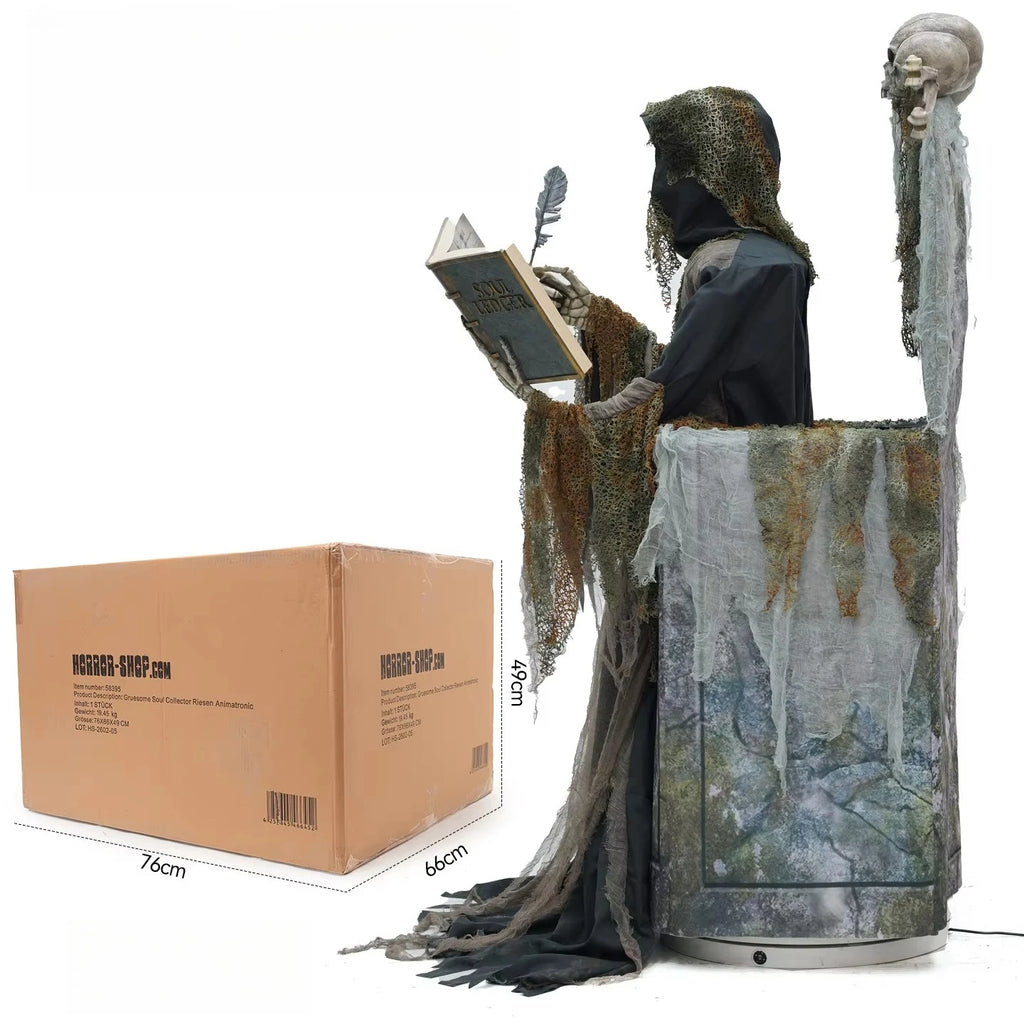 Halloween Animatronics Decoration Large Mechanical Soul Reaper Skeleton Light Up Ornament Haunted House Scene Layout