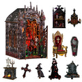DIY Wooden Book Nook Figurines Miniatures Dark Castle Bookend with Light Bookshelf for Friends Birthday Gifts Home Decor Crafts