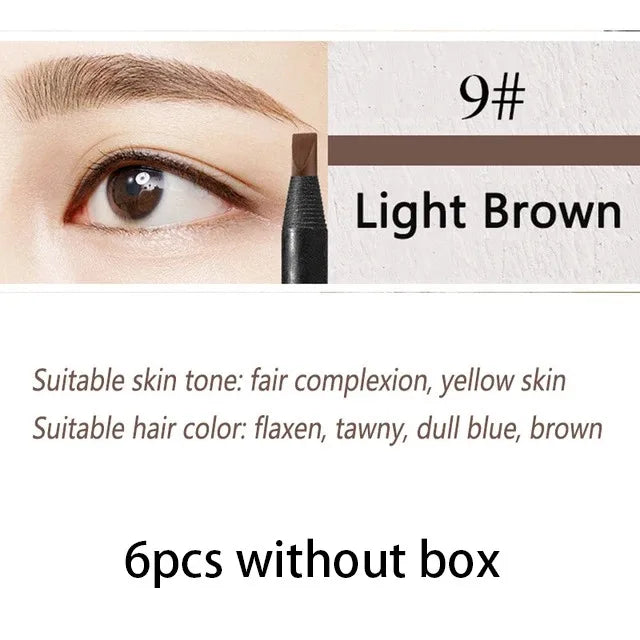 6/12PCS Eyebrow Pencil Hard Core Wholesale Makeup Pull Line Haozhuang Brand Permanent Peel off White Black Waterproof Natural