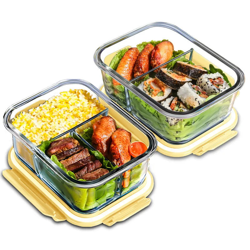 Glass Fresh-Keeping Box High Borosilicate Heat-Resistant Microwave Oven Bento Fridge Special Sealed Bowl Food Storage Containers