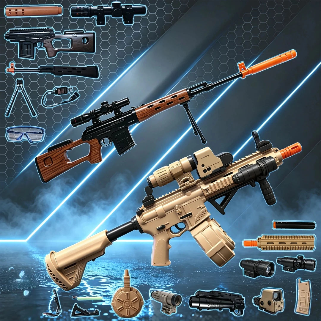 Gel Ball Blaster， Electric Splatter Ball Blaster Toy, Fun Shooting Games,Outdoor Activity(Without Water Beads)