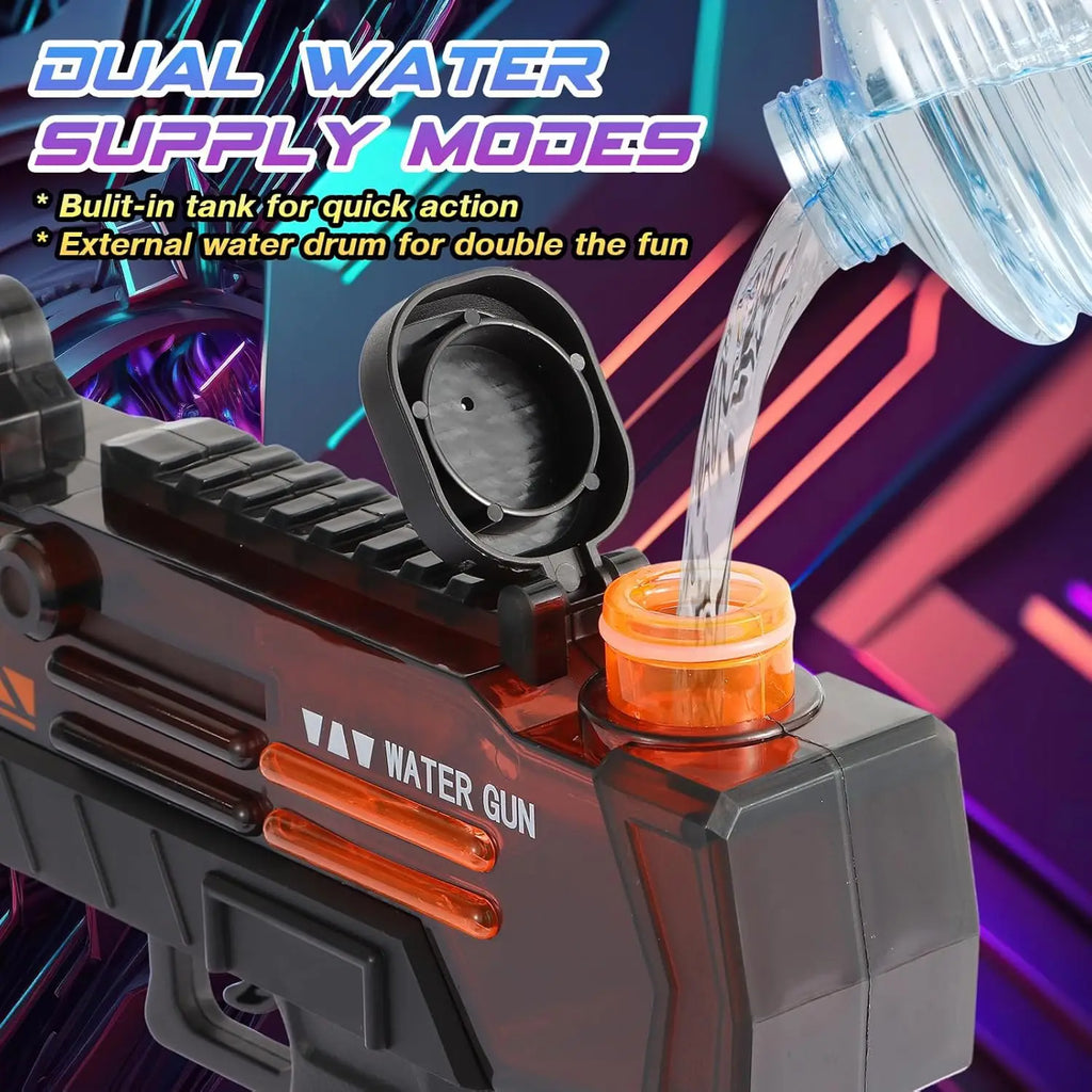 Electric Water Gun Toy with Flare Flame Lights AutomaticWater Machine Splashing Outdoor Beach Toys for Boy Gift